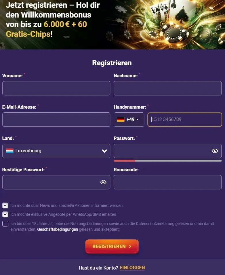 Registrierung und Login